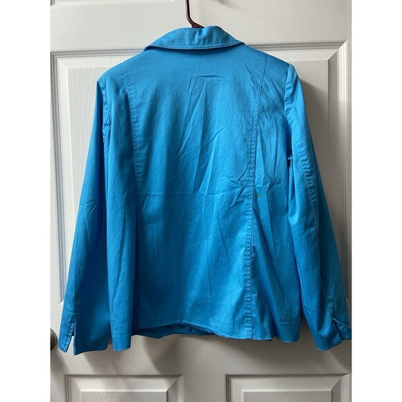 Susan Graver Style Blazer Coat Jacket Women Medium Teal Blue Notched Collar - Picture 3 of 11